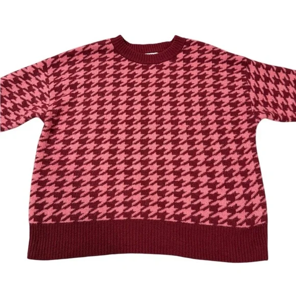 Ava & Viv Women’s Pink & Red Houndstooth Pullover Crewneck Sweater Size 2X - Picture 3 of 8